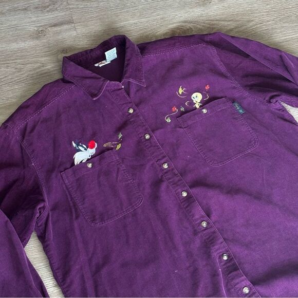 Warner Bros. Tops - Purple vintage corduroy looney tunes, tweety shirt